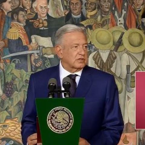 AMLO durante su Cuarto Informe de Gobierno 
