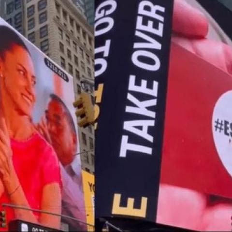Sheinbaum aparece en pantallas de Times Square; PAN presenta denuncia