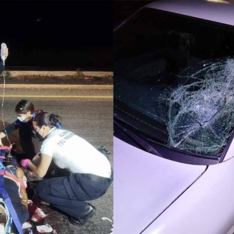 Al bajarse del camellón central, un auto estaba a escasos metros de distancia y el conductor ya no alcanzó a frenar
