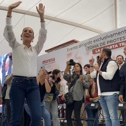 Claudia Sheinbaum en el lienzo charro de Rincón de Romos