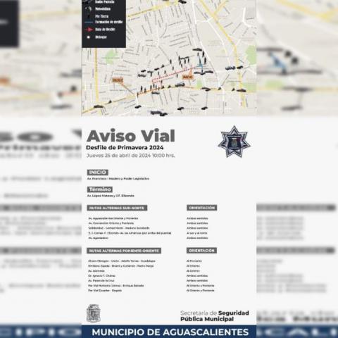 Aviso vial por Desfile de Primavera 