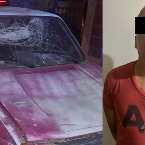 Fue detenido porque además causó daños en la fachada de la casa del odiado vecino