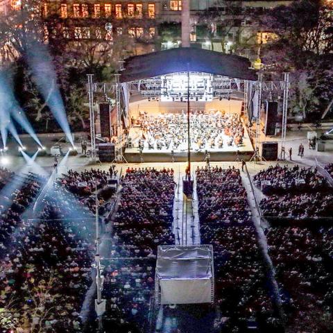 La Orquesta Sinfónica de Aguascalientes y la Banda Sinfónica Municipal de Aguascalientes realizan presentación en la Exedra de Aguascalientes