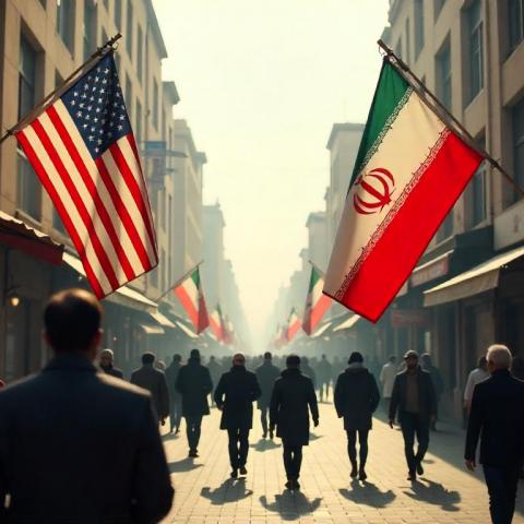 Bandera de EE. UU. y de Irán