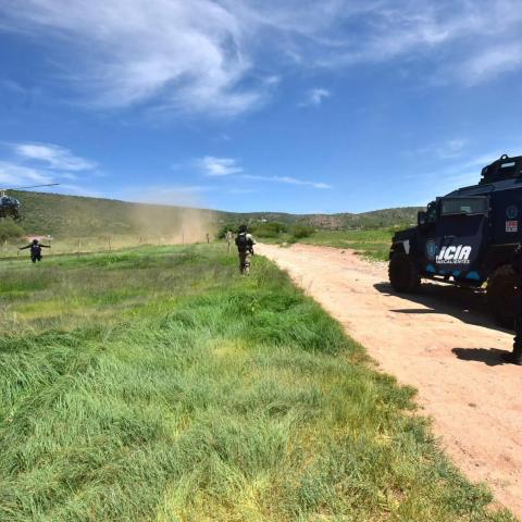 Operativo de seguridad tras desmantelamiento de campamento en Rincón de Romos 