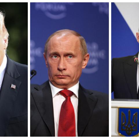 Donald Trump, Vladímir Putin y Volodímir Zelensky 