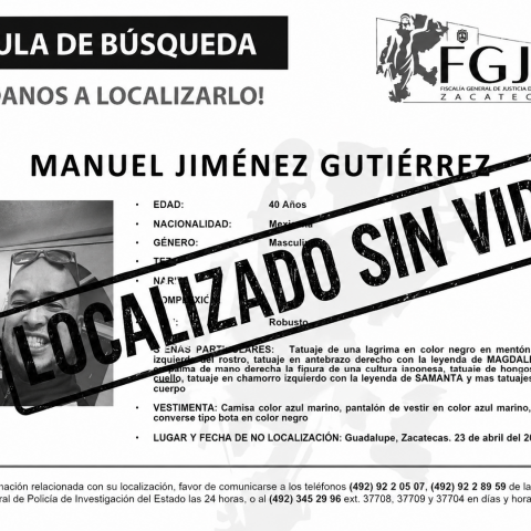 Localizado sin vida 