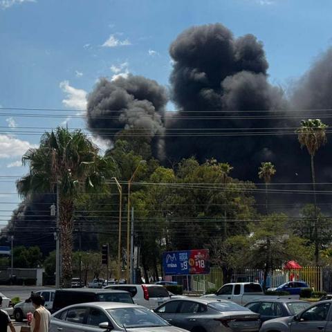 El fuego consumió recipientes con grasa animal, pasto seco y provocó daños en bardas perimetrales