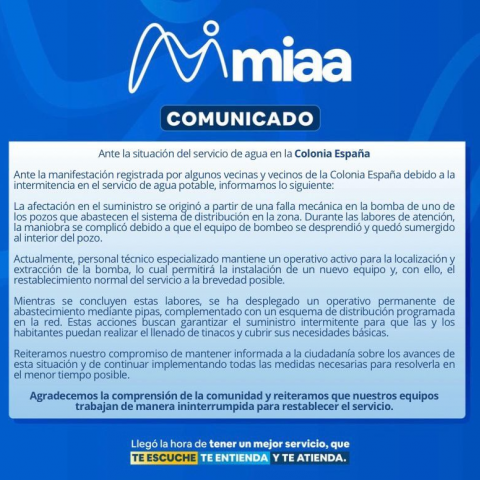 Comunicado de MIAA
