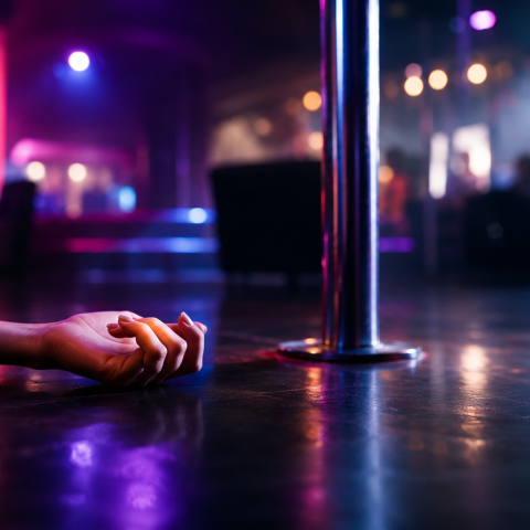Algo salió mal en la rutina del "Pole Dance" y cayó de cabeza de una altura de metro y medio