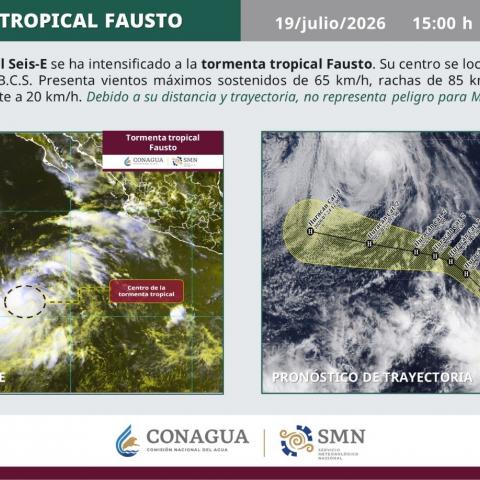 Se forma la tormenta tropical "Fausto" en el Pacífico 
