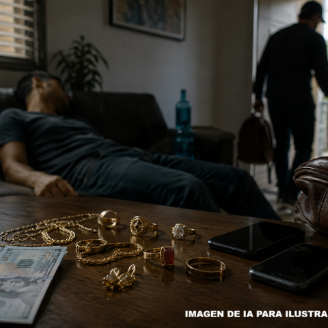 Al despertar encontró que habían desaparecido joyas, dinero y teléfonos celulares
