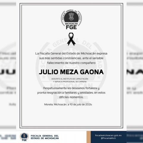 Condolencias de la fiscalía