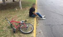 A pesar de lo aparatoso del choque, el ciclista no sufrió lesiones que ameritaran su traslado a un hospital