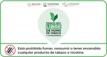 Señalética espacio libre de humo de tabaco y emisiones