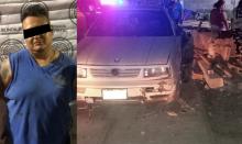 Después del doble atropello, el auto se estrelló contra una barda que terminó por los suelos