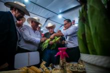 Ruben Rocha Moya apoya a obreros agrícolas.