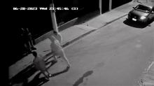 Una cámara de seguridad captó el momento de pesadilla para un padre de familia que llevaba a su pequeño hijo de la mano y a su esposa del otro lado