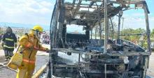 El chofer asegura que repentinamente comenzó a salir humo del motor y ya no pudo contener el fuego
