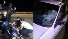 Al bajarse del camellón central, un auto estaba a escasos metros de distancia y el conductor ya no alcanzó a frenar