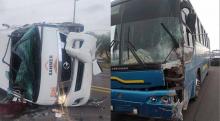El chofer de la Nissan Urvan resultó gravemente herido y tuvo que ser hospitalizado