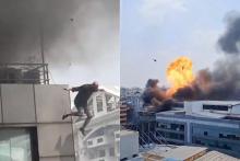 Un hombre se lanzó desde el tejado para evitar el incendio.