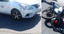 Realizó una maniobre de vuelta sin precaución y la moto se estrelló en el costado de la unidad de alquiler
