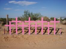 Cruces en conmemoración de víctimas del feminicidio