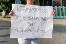 Trabajadora manifestante