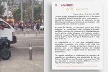 Reportan explosión de un artefacto en el Zócalo de Acapulco