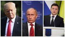 Donald Trump, Vladímir Putin y Volodímir Zelensky 
