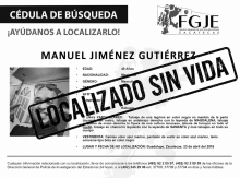 Localizado sin vida 