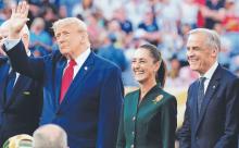 Sheinbaum conversió con Trump y Carney durante final del Mundial
